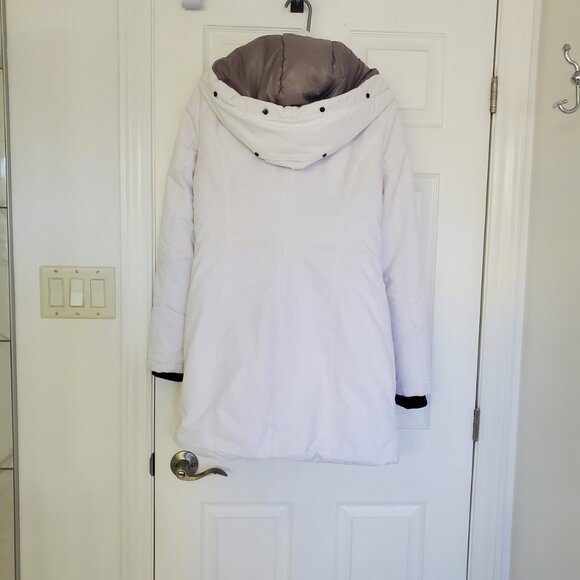 Point Zero White Winter Coat Medium | Cinch Waist Puffer Jacket with Hood - Picture 9 of 13